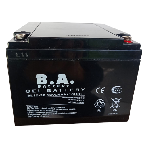 BA 12V Gel Deep Cycle Battery - 26AH - 6 Month Warranty